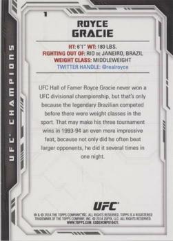 2014 Topps UFC Champions #1 Royce Gracie Back