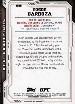 2014 Topps UFC Champions #66 Edson Barboza Back
