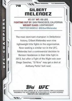 2014 Topps UFC Champions #78 Gilbert Melendez Back