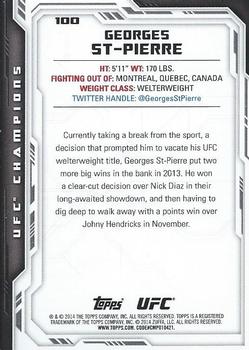 2014 Topps UFC Champions #100 Georges St-Pierre Back