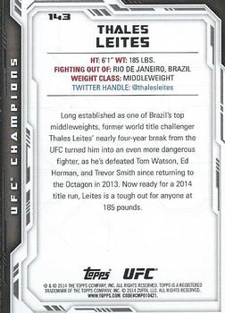 2014 Topps UFC Champions #143 Thales Leites Back