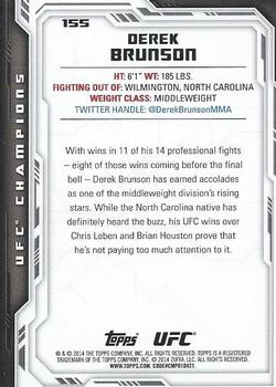 2014 Topps UFC Champions #155 Derek Brunson Back
