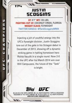 2014 Topps UFC Champions #174 Justin Scoggins Back