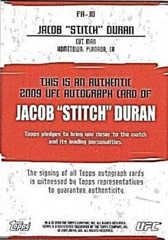 2009 Topps UFC Round 2 - Autographs #FA-JD Jacob Stitch Duran Back