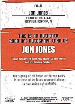 2009 Topps UFC Round 2 - Autographs #FA-JJ Jon Jones Back