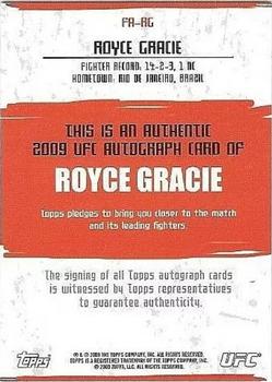 2009 Topps UFC Round 2 - Autographs #FA-RG Royce Gracie Back