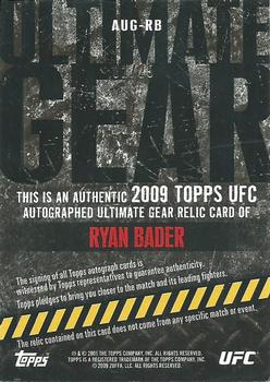 2009 Topps UFC Round 2 - Ultimate Gear Autographs #AUG-RB Ryan Bader Back