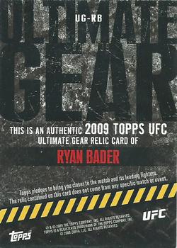 2009 Topps UFC Round 2 - Ultimate Gear #UG-RB Ryan Bader Back