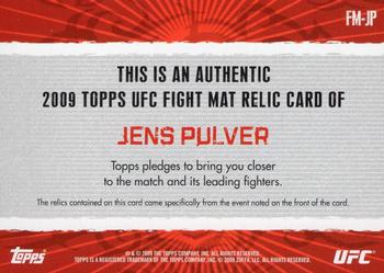 2009 Topps UFC Round 2 - Fight Mat Relics #FM-JP Jens Pulver Back