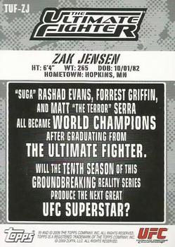 2009 Topps UFC Round 2 - TUF Season 10 Autographs #TUFZJ Zak Jensen Back