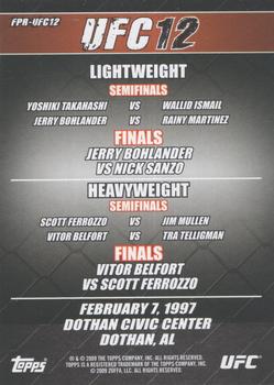 2009 Topps UFC Round 2 - Fight Poster #FPR-UFC12 UFC 12: Judgement Day Back