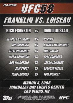 2009 Topps UFC Round 2 - Fight Poster #FPR-UFC58 UFC 58: USA vs. Canada Back