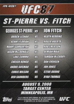 2009 Topps UFC Round 2 - Fight Poster #UFC87 UFC 87: Seek and Destroy Back