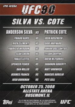 2009 Topps UFC Round 2 - Fight Poster #UFC90 UFC 90: Silva vs. Côté Back