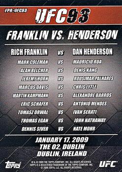 2009 Topps UFC Round 2 - Fight Poster #UFC93 UFC 93: Franklin vs. Henderson Back