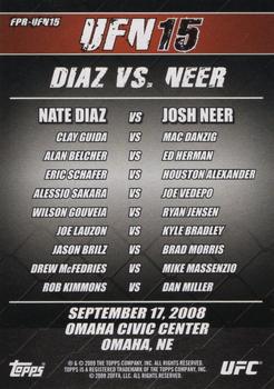 2009 Topps UFC Round 2 - Fight Poster #FPR-UFN15 Ultimate Fight Night 15 Back