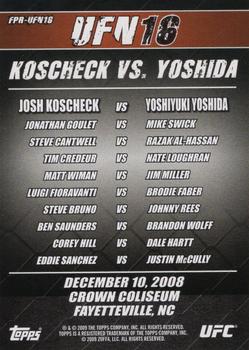 2009 Topps UFC Round 2 - Fight Poster #UFN16 Ultimate Fight Night 16 Back