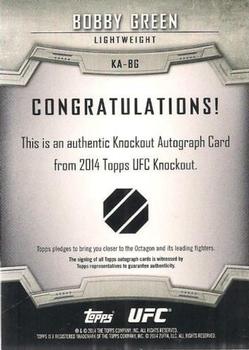 2014 Topps UFC Knockout - Autographs #KA-BG Bobby Green Back