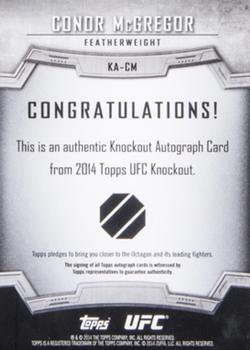 2014 Topps UFC Knockout - Autographs #KA-CM Conor McGregor Back