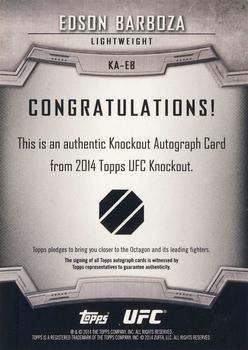 2014 Topps UFC Knockout - Autographs #KA-EB Edson Barboza Back