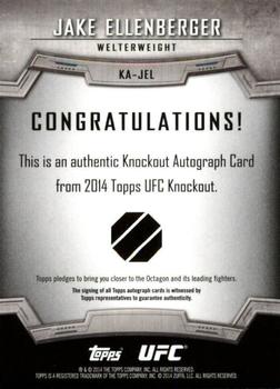 2014 Topps UFC Knockout - Autographs #KA-JEL Jake Ellenberger Back