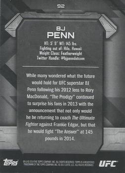 2014 Topps UFC Knockout - Gold #92 BJ Penn Back