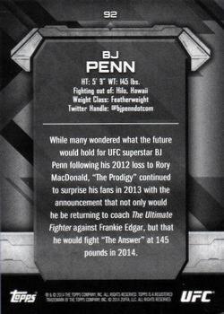 2014 Topps UFC Knockout - Green #92 BJ Penn Back