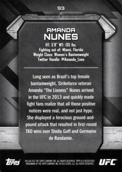 2014 Topps UFC Knockout - Green #93 Amanda Nunes Back