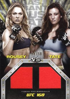 2014 Topps UFC Knockout - Memorable Matchups Dual Relics #MMDR-RT Miesha Tate / Ronda Rousey Front