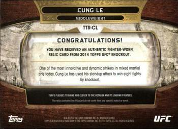 2014 Topps UFC Knockout - Triple Threads Relics Amethyst #TTR-CL Cung Le Back