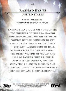 2014 Topps UFC Bloodlines #49 Rashad Evans Back