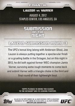 2014 Topps UFC Champions - Fight Night Highlights #FNH-JL Joe Lauzon Back