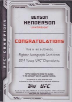 2014 Topps UFC Champions - Fighter Autographs #CFA-BH Benson Henderson Back