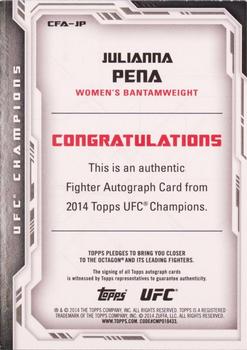 2014 Topps UFC Champions - Fighter Autographs #CFA-JP Julianna Pena Back