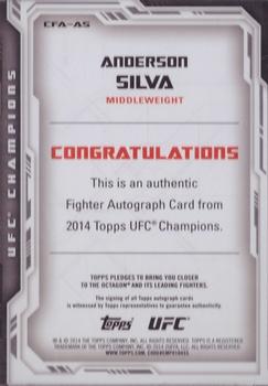 2014 Topps UFC Champions - Fighter Autographs Red #CFA-AS Anderson Silva Back