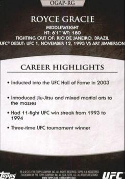 2014 Topps UFC Champions - Octagon Greats #OGAP-RG Royce Gracie Back