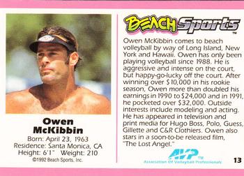 Owen McKibbin #13 Beach Sports 1992 Trading Card 