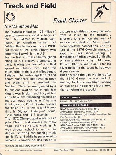 1977-79 Sportscaster Series 1 #01-14 Frank Shorter Back