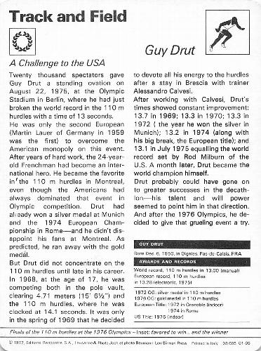 1977-79 Sportscaster Series 1 #01-05 Guy Drut Back