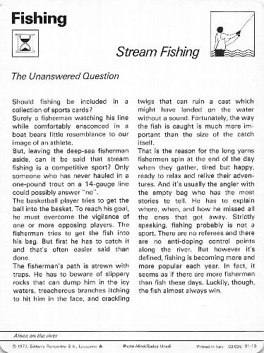 1977-79 Sportscaster Series 1 #01-13 Stream Fishing Back