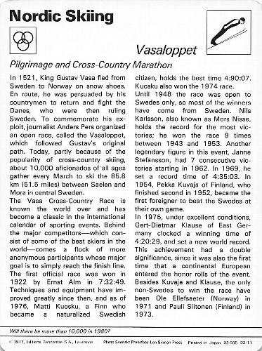 1977-79 Sportscaster Series 2 #02-11 Vasaloppet Back