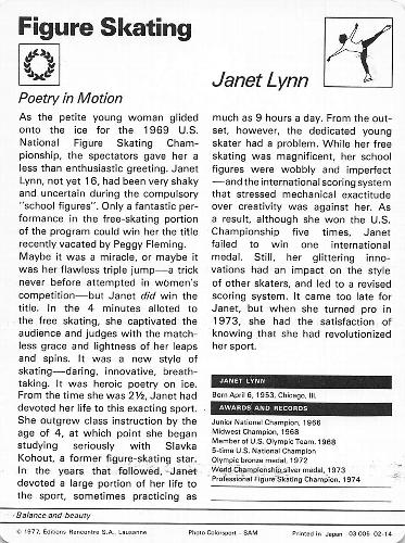 1977-79 Sportscaster Series 2 #02-14 Janet Lynn Back