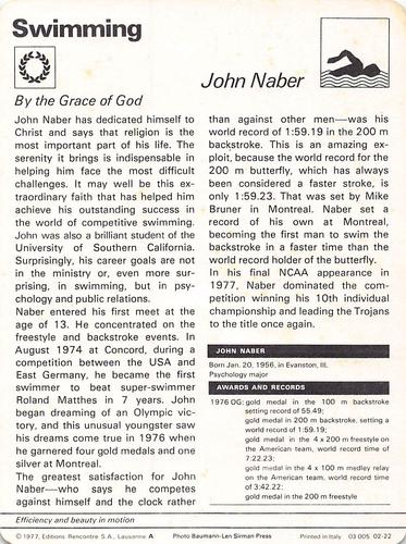 1977-79 Sportscaster Series 2 #02-22 John Naber Back