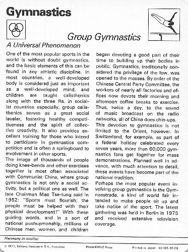 1977-79 Sportscaster Series 3 #03-03 Group Gymnastics Back