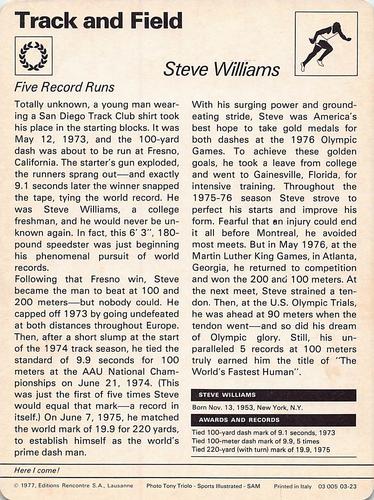 1977-79 Sportscaster Series 3 #03-23 Steve Williams Back