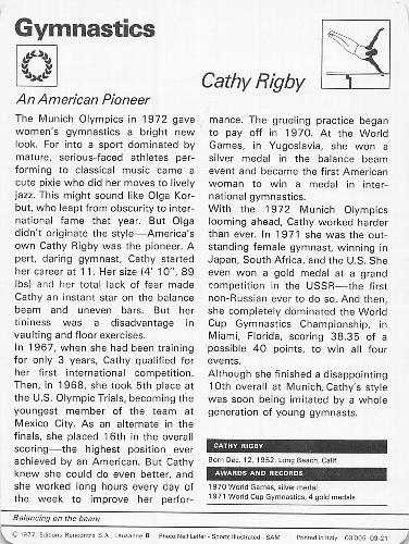 1977-79 Sportscaster Series 3 #03-21 Cathy Rigby Back