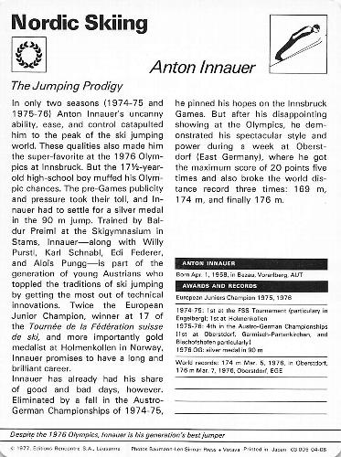 1977-79 Sportscaster Series 4 #04-06 Anton Innauer Back