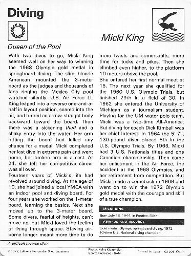 1977-79 Sportscaster Series 4 #04-11 Micki King Back