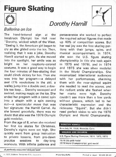 1977-79 Sportscaster Series 4 #04-23 Dorothy Hamill Back