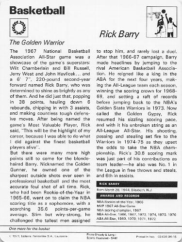 1977-79 Sportscaster Series 4 #04-15 Rick Barry Back
